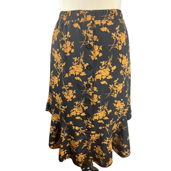 SHEIN GORGLITTER Dresses & Skirts - SHEIN GORGLITTER Floral Print Front Button Down Midi Skirt, Women's Size Small